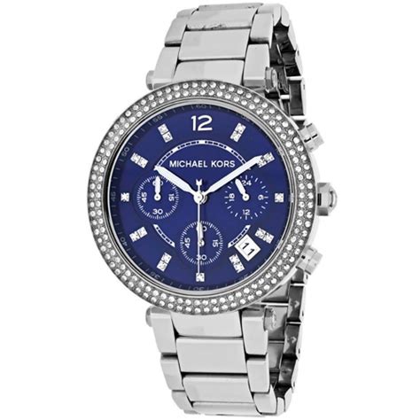 michael kors silver watch blue face|Michael Kors watches for sale.